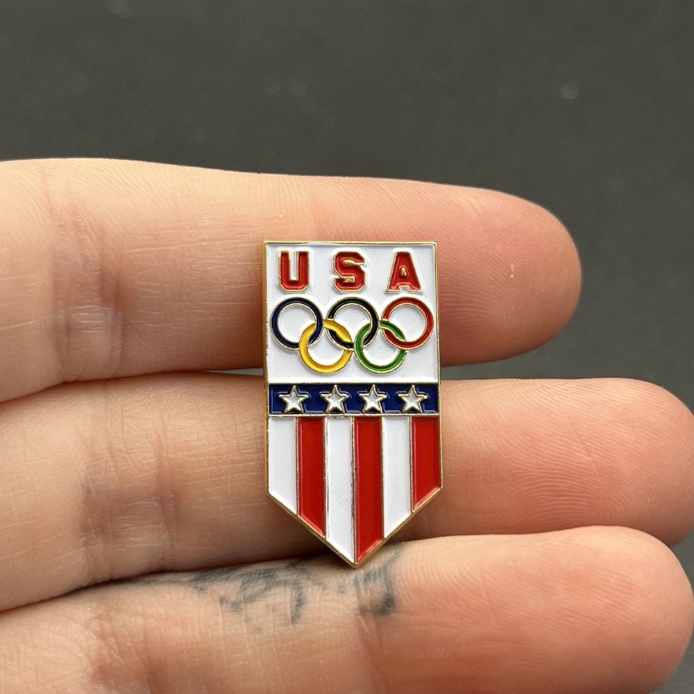 Team USA Olympic Rings American Flag Lapel Hat Pin